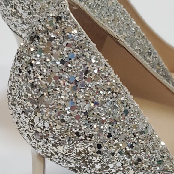 Jimmy Choo Romy Stilletto 85/100mm Champagne Glitter Pointed-Toe Pump - Picture 11 of 16